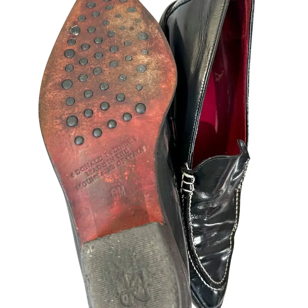 Vintage Donald Pliner Italian Black Leather Slip On Loafers 6M Quiet Luxury - Picture 7 of 7